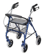 4 Wheel Steel Rollator w/7  Casters & Basket- Loop-Blue