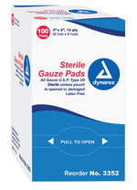 Gauze Sponges Sterile- 1's 2 X 2 -12ply Bx/100