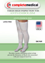 Anti-Embolism Stockings Lg/Lng 15-20mmHg Thigh Hi  Insp. Toe